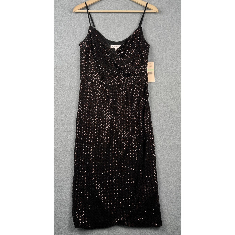 Nanette Lepore Sequin Midi Dress Womens Size 8 Copper Brown‎ Wrap Cocktail NEW